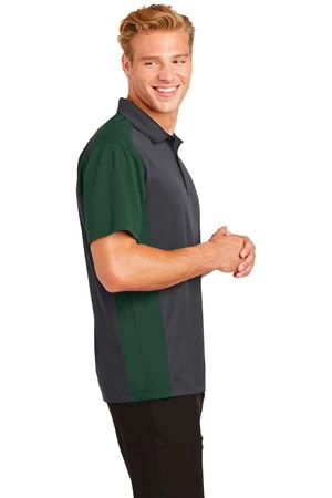 Sport-Tek Mens Colorblock Micropique Sport-Wick Polo Grey/Green 4 Sport-Tek Mens Colorblock Micropique Sport-Wick Polo Grey/Green - Image 2