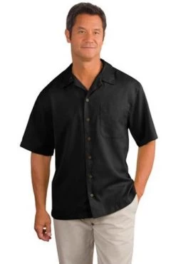 Port Authority Mens Easy Care Camp Shirt Black