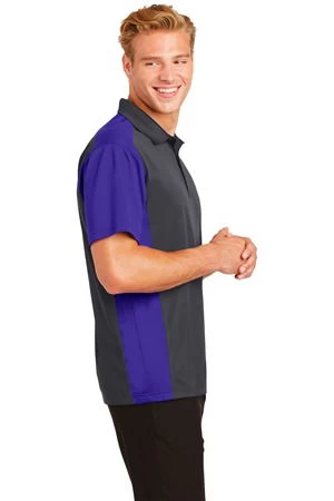 Sport-Tek Mens Colorblock Micropique Sport-Wick Polo Grey/Purple 3 Sport-Tek Mens Colorblock Micropique Sport-Wick Polo Grey/Purple