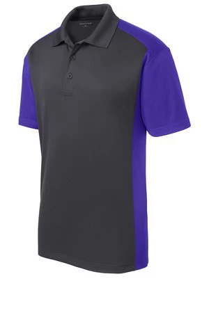 Sport-Tek Mens Colorblock Micropique Sport-Wick Polo Grey/Purple 4 Sport-Tek Mens Colorblock Micropique Sport-Wick Polo Grey/Purple - Image 2