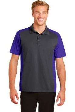 Sport-Tek Mens Colorblock Micropique Sport-Wick Polo Grey/Purple 8 Sport-Tek Mens Colorblock Micropique Sport-Wick Polo Grey/Purple -Bowling Equipment Store c041f4f3 be23 4e19 bf09 91cc231022f6