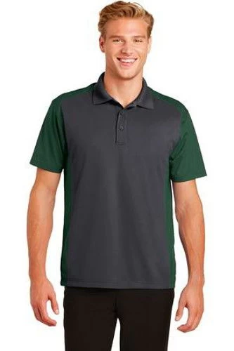 Sport-Tek Mens Colorblock Micropique Sport-Wick Polo Grey/Green 3 Sport-Tek Mens Colorblock Micropique Sport-Wick Polo Grey/Green